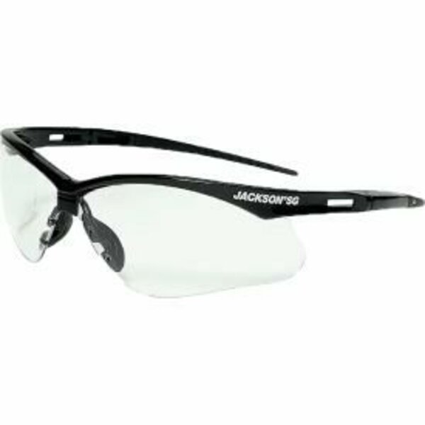 Sellstrom Manufacturing Jackson Safety SG Safety Glasses with Flexible Nose Piece, Anti-Scratch Clear Lens, Black Frame 50000